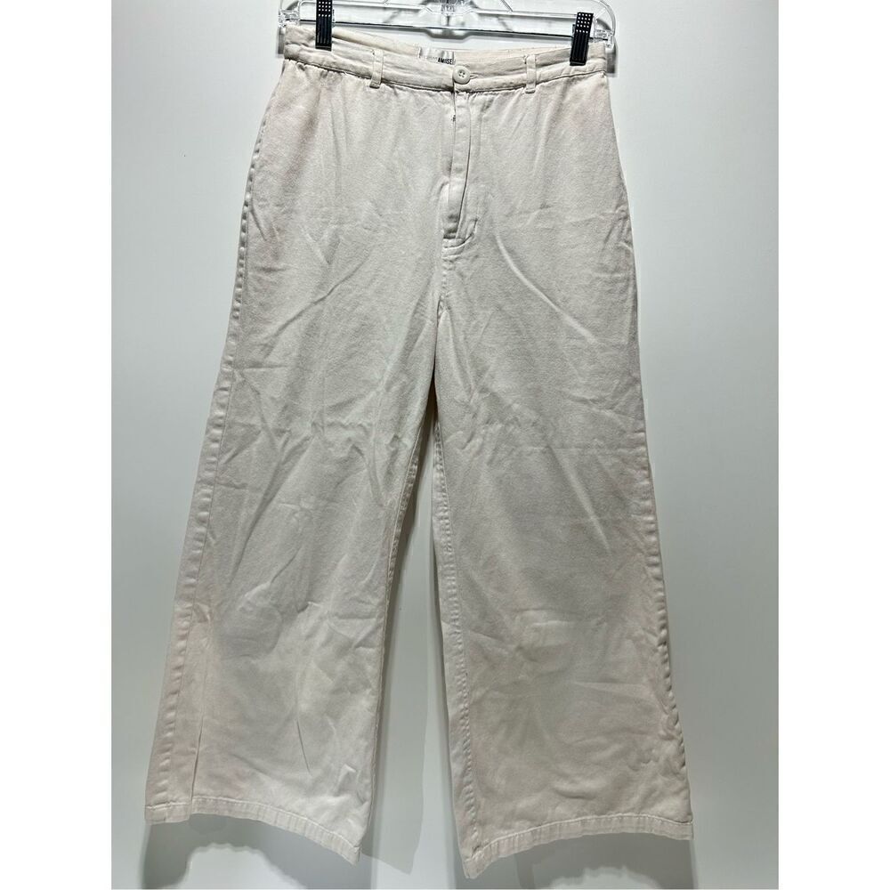 Amuse Society Women's Large Dominga High Waist Wide Leg Off White Pants